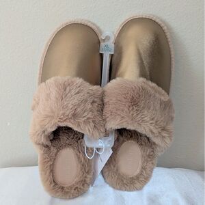 New Auden Women's Rae Metallic Scuff Gold‎ Slippers Size 11-12